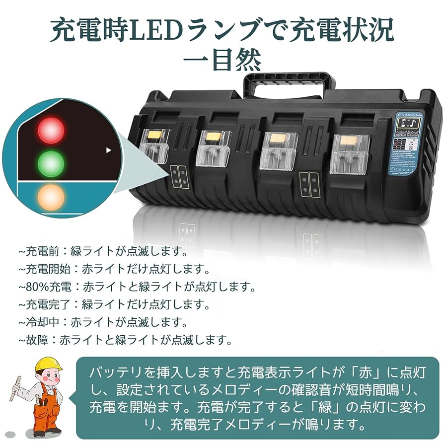 充電式LEDワークライト DC18SF 4口充電器 互換品　6点セット 楽天市場】マキタ互換充電器 4口充電器 DC18SF 互換品 18V/14.4V